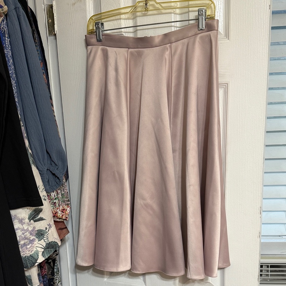 Women’s A-Line Satin Midi Skirt in Dusty Rose